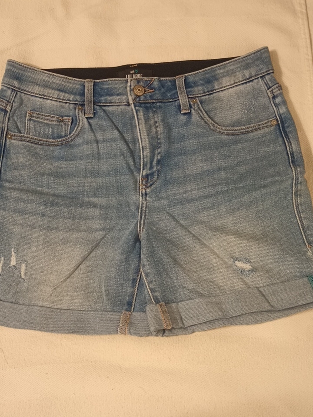 LuLaRoe Light Blue Denim Roll-Cuff Shorts